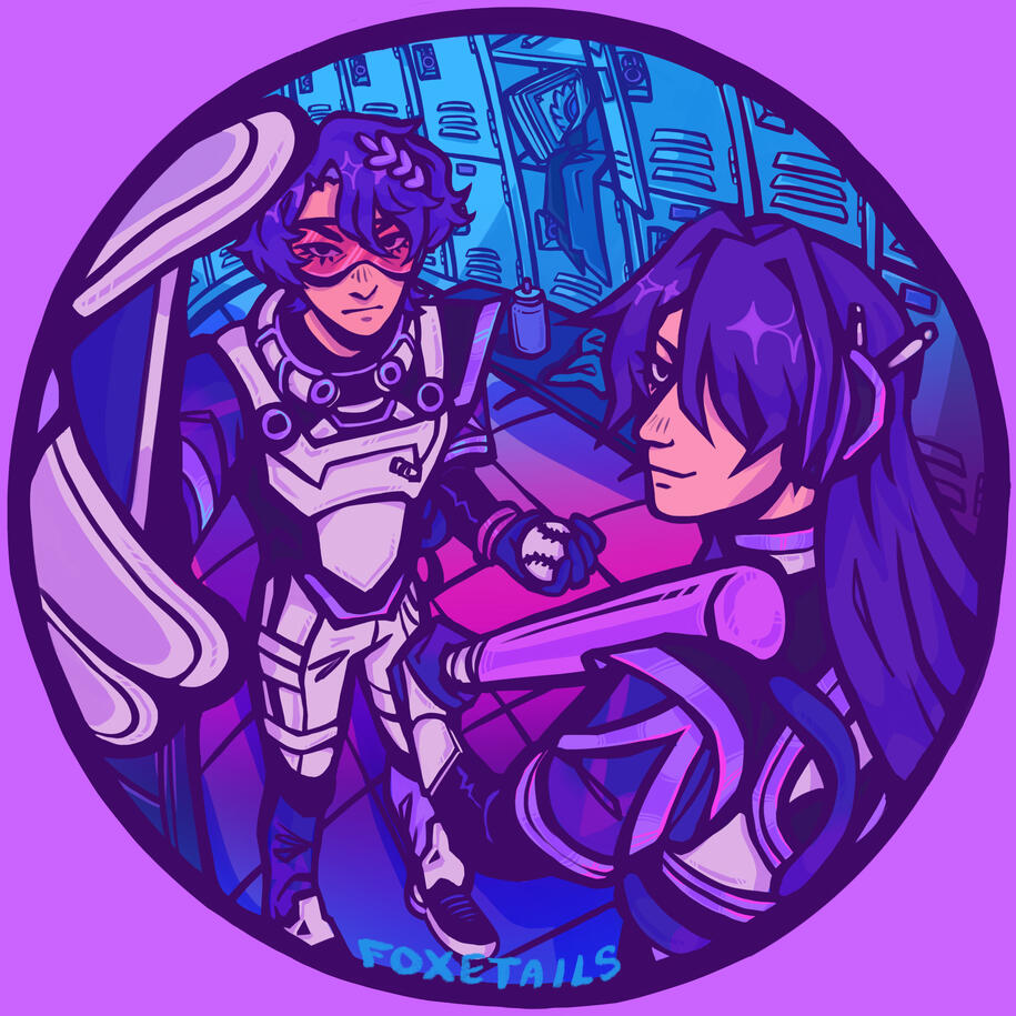 A fisheye view of two characters from Honkai: Star Rail.